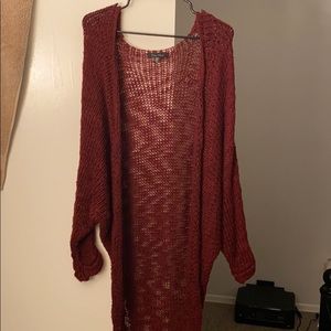 Long maroon cardigan
